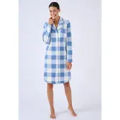 Damart - Lang nachthemd fleece Thermolactyl - Dames - Blauw - 38-40 (S)