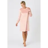 Damart - Nachthemd velours reliëf met Thermolactyl-label - Dames - Roze - 46-48 (L)
