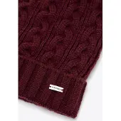 WITTCHEN - Dames Beanie - Vlecht en Pompom - Burgundy - Acrylic
