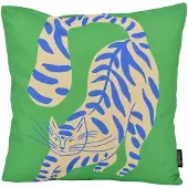 Gek op kussens! Green cat | 45 x 45 cm | kussenhoes | katoen/linnen