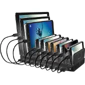 Lindy 96W 10 Port USB Charge Station Laad- en managementsysteem Station Smartphone, Tablet Bekabeling voor USB-A