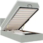 vidaXL Ottoman bed met matras en LED's 90x190cm fluweel lichtgrijs