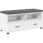 vidaXL Hallenbank Wit 100 x 38 x 46 cm Geengineerd Hout en Stof