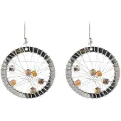 Behave - Geweven ronde oorbellen zwart bruin - Retro stijl - 5 cm