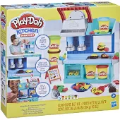 Play-Doh Kitchen Creations Busy Chef's Restaurant Speelset 2-zijdige speelkeukenset Koken voorschools speelgoed Kinderen Kunst en handwerk Vanaf