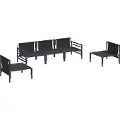 vidaXL Tuinset met 5 zitplaatsen, zwart, staal