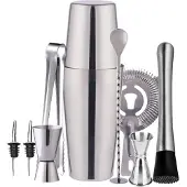 INF Cocktailset Dubbele shaker 750ml RVS Zilver 10 delig