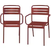 Sweeek - Set van 2 tuinstoelen met armleuningen metaal - amélia