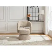 Vente-unique Draaibare fauteuil in beige getextureerde stof - NAROLIA