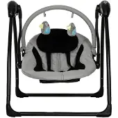 Qute Schommelstoel Q-Swing Softgrey Uil / Zwart Frame
