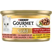 Gourmet Gold Fijne Hapjes - Kattenvoer Natvoer - Zalm & Kip - 24 x 85 g