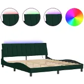 vidaXL Bedframe met LED zonder matras "Hanko" fluweel donkergroen 180x200 cm