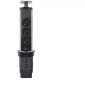 Velleman Pop-upstekkerdoos - 3 stopcontacten type E - montagegat 71 mm - zwart/grijs