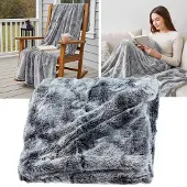 Wicotex Plaid-dekens- kunst bont antartic 180x220cm grijs polyester hoog polig