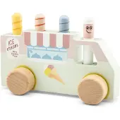 Woet New Classic Toys Houten Pop Up IJscokar - IJscowagen met IJsjes - FSC Speelgoedvoertuig - Actiespel - Educatief Speelgoed - Vanaf 24 Maanden