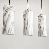 LumenXL Hanglamp Vetra met marmerlook glazen kappen 5-lichts – messing goud en zwart