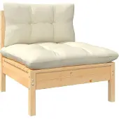 vidaXL 9-delige Loungeset met crèmekleurige kussens massief grenenhout