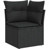 vidaXL Tuinbank Set 9 st 6-Aantal zitplaatsen Zwart poly rattan