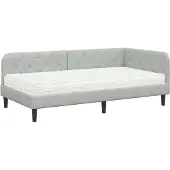 vidaXL Hoek Bed Frame Lichtgrijs 90 x 200 cm Fluweel