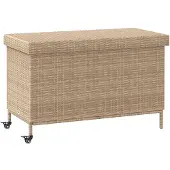 vidaXL Tuinkist met wielen, beige, 110x55x73 cm, polyrotan