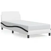 vidaXL Bedframe "Dover", wit en zwart, 90x200 cm, kunstleer