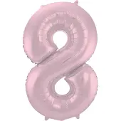 Folat - Folieballon Cijfer 8 Pastel Roze Metallic Mat - 86 cm