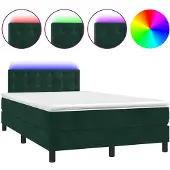 vidaXL Boxspringbed met matras en LED-verlichting, donkergroen, 120x190 cm, fluweel