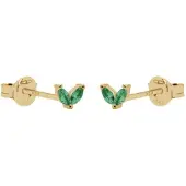 Karma Oorknoppen Double Leaves Tiny Smaragd Groen Goud