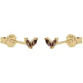 Karma Oorknoppen Double Leaves Tiny Choco Goud