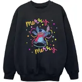 Disney Meisjes Lilo & Stitch Vrolijk Regenboog Sweatshirt (Zwart)