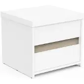 CALICOSY Nachtkastje met 2 lades, decor eiken kronberg en matte wit, l43,1 cm clyde