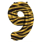 Folat - Folieballon Cijfer 9 Tiger Chic - 86 cm