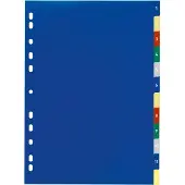 Durable 1 tot 12 Numerieke tabbladen A4 Kleurenassortiment 12 tabs PP (Polypropeen) 11 Gaten 6750