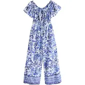 Next Jumpsuit blauw / wit