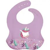 SASSI JUNIOR - Slabbetje met opvangbakje van siliconen - dieren - Roze 30 x 22 cm