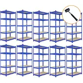 Monster Racking 10x Q-Rax stellingkast 200kg per plank, 120x182x50cm, blauw, boltloos
