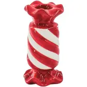 House Vitamin Candle holder- toffee candy- red/ white -7,5x7,5x13 cm