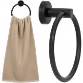 Springos Handdoekring | Badkamerhanger | Handdoekrek | RVS | Ring | Zwart | 3 Kg