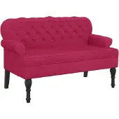 vidaXL Bankje met rugleuning 119,5x64,5x75 cm fluweel wijnrood