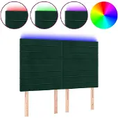 vidaXL Hoofdbord LED 144x5x118/128 cm fluweel donkergroen