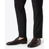WITTCHEN Heren Leren Loafers met Gesp op de Band, Donkerbruin, Natuurlijk Leer