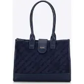WITTCHEN Dames Klassieke Schoudertas met Stoffen Inzetstuk, Marineblauw