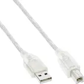 InLine USB naar USB-B kabel - USB2.0 - tot 0,5A / transparant - 7 meter