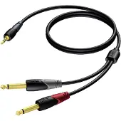 Procab CLA713 2x 6,35mm Jack - 3,5mm Jack stereo audio kabel - 1,5 meter