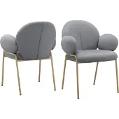 Loft 24 Iwama-Eetkamerstoel - Set van 2 - Grijs Fluweel