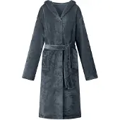 vidaXL Badjas Hoodie Marineblauw S Flanel