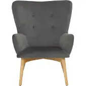 Loft 24 New York-Fauteuil met kruk in grijs fluweel