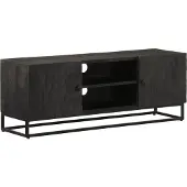 vidaXL Tv-meubel 110x30x40 cm massief mangohout en ijzer zwart