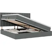 vidaXL Opslag bed met matras met opslag Donkergrijs 200 x 200 cm Stof