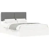 vidaXL Bedframe met Gevoerde Hoofdbord Donkergrijs 160 x 200 cm